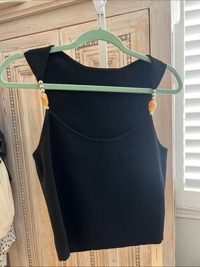 Commense Black Strapless Dress with Beaded Straps